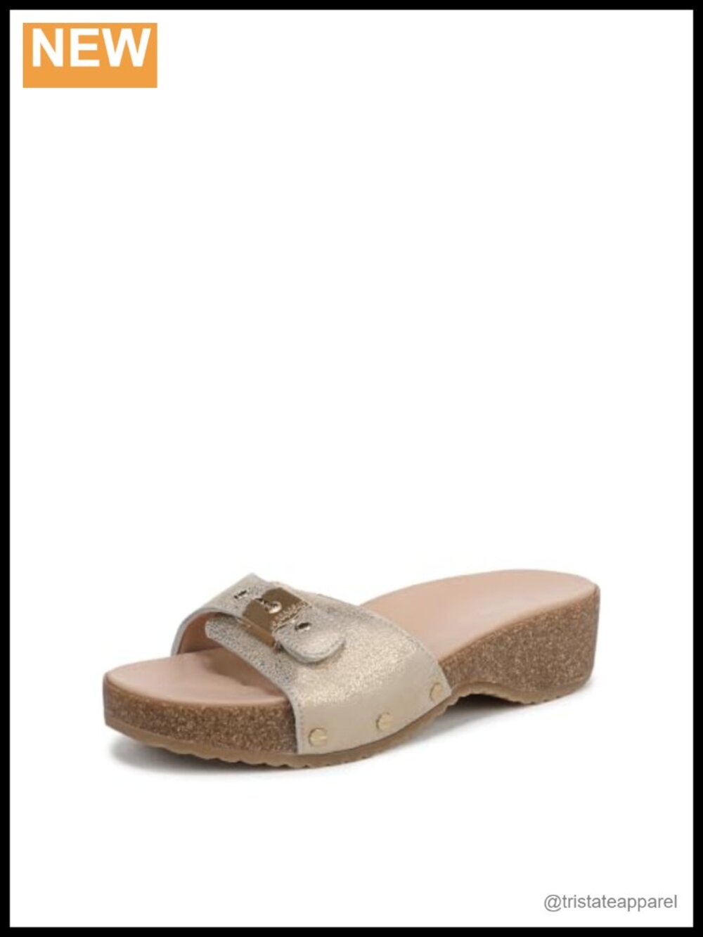 Dr. Scholl's Original Flex Slide Sandals Leather Suede Buckle 1.75" Heel